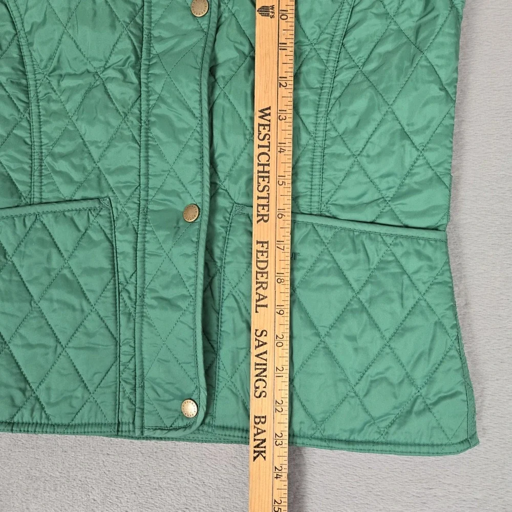 Barbour Vest Womens 4 Summer Liddesdale Gilet Quilted Green Full Zip Snap